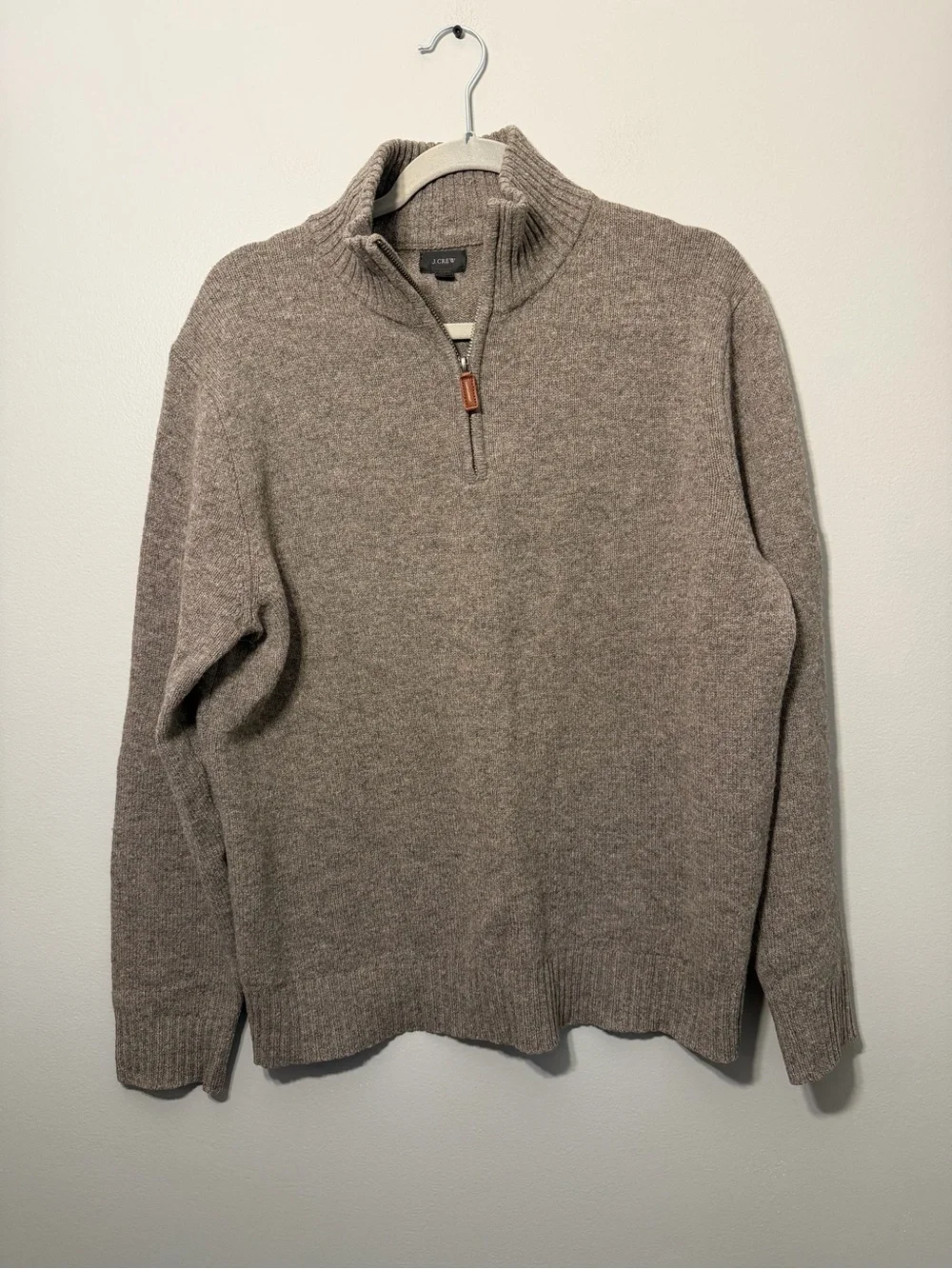J. Crew Men's Quarter-Zip Sweater in Heathered Taupe-Brown